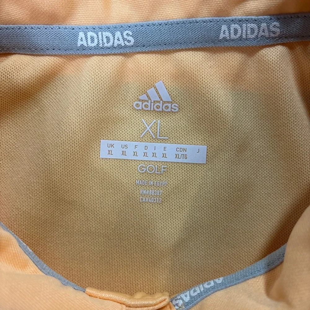 Adidas Golf Polo Shirt Mens‎ XL Orange Short Sleeve 3-Stripe Performance RN88387